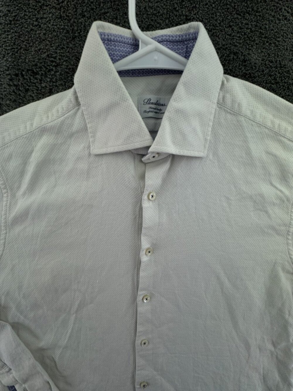 Stenstroms Button Up Shirt Adult Long Sleeve White 15.75 (40) Fitted Body Cotton